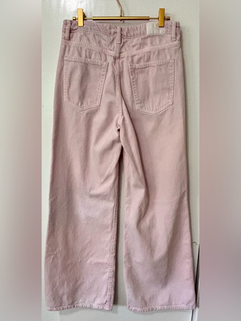 Zara| Pale Pink Wide-Leg Regular Rise Denim Jeans Sz 6 - Picture 4 of 6